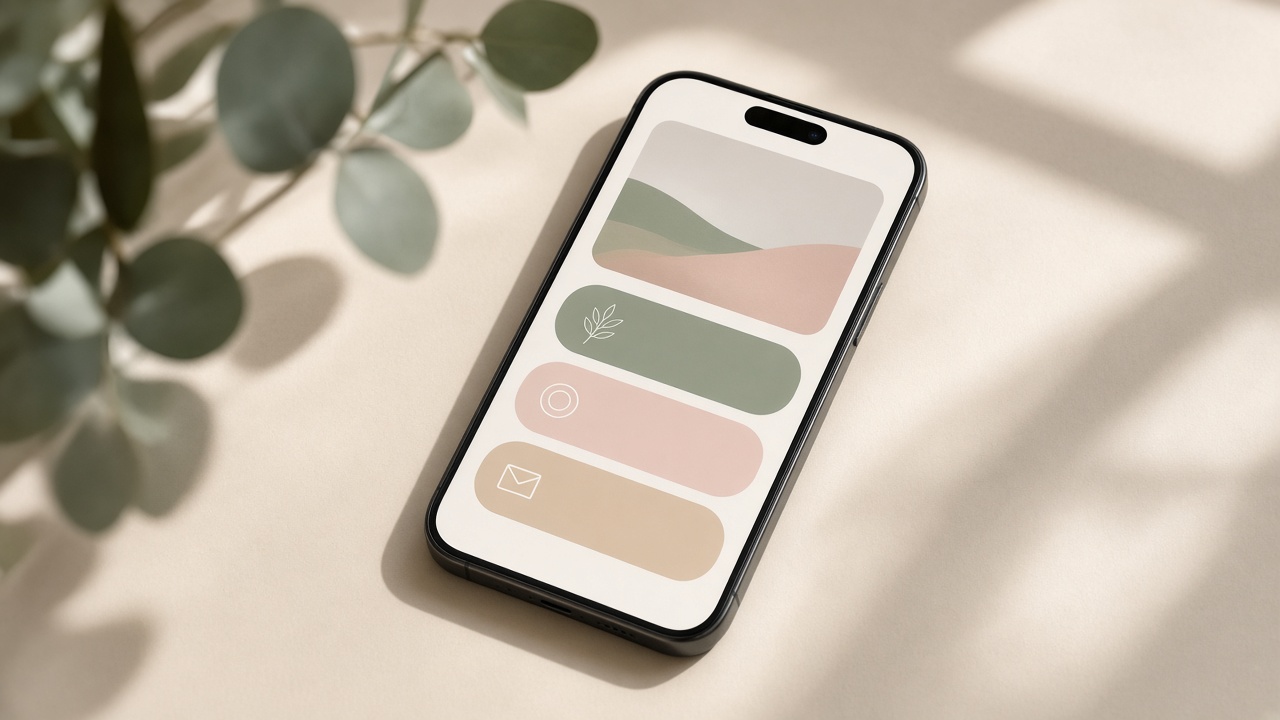 Smartphone showing an abstract in-app link-in-bio page used while comparing tools